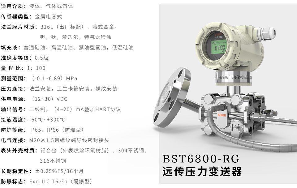 BST6800-RG系列遠(yuǎn)傳壓力變送器廠家