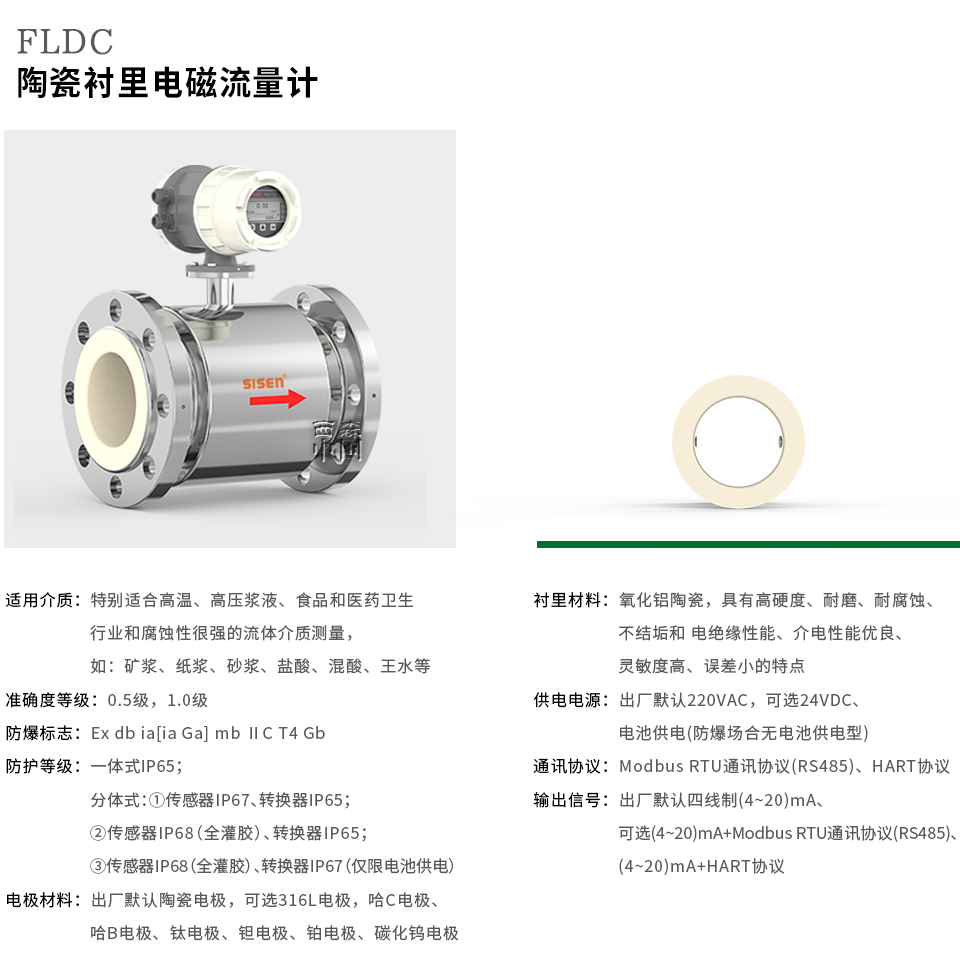 陶瓷襯里電磁流量計